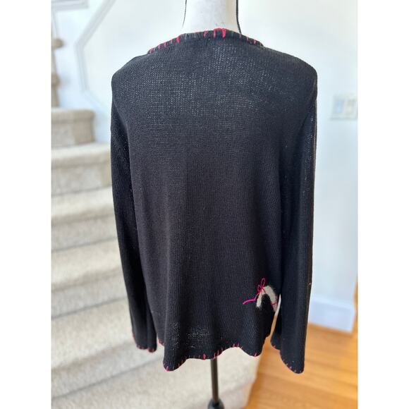 Vintage Coldwater Creek Black Rabbit Hair Playing Cats Cardigan - Picture 3 of 8
